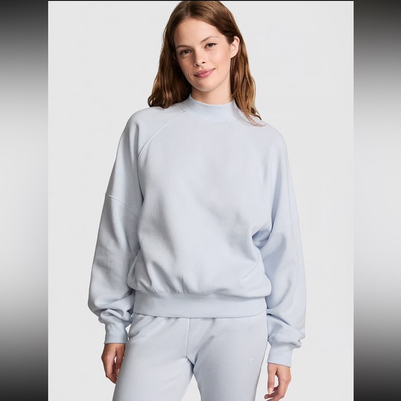 PINK Victoria's Secret Tops - PINK Victoria's Secret Women’s IVY Blue FLEECE MOCK-NECK SWEATSHIRT